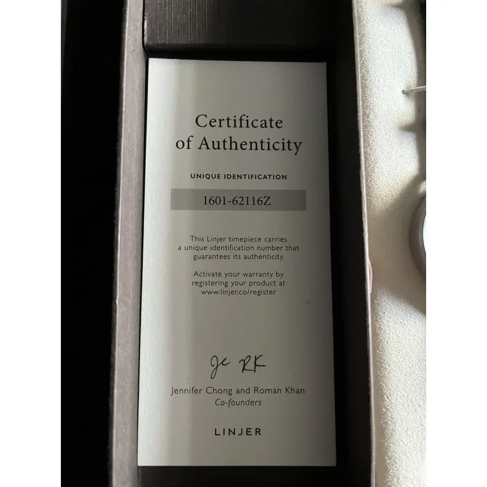 Linjer Model 40 Minimalist Watch Swiss Quartz Sapphire Crystal Black Leather Box